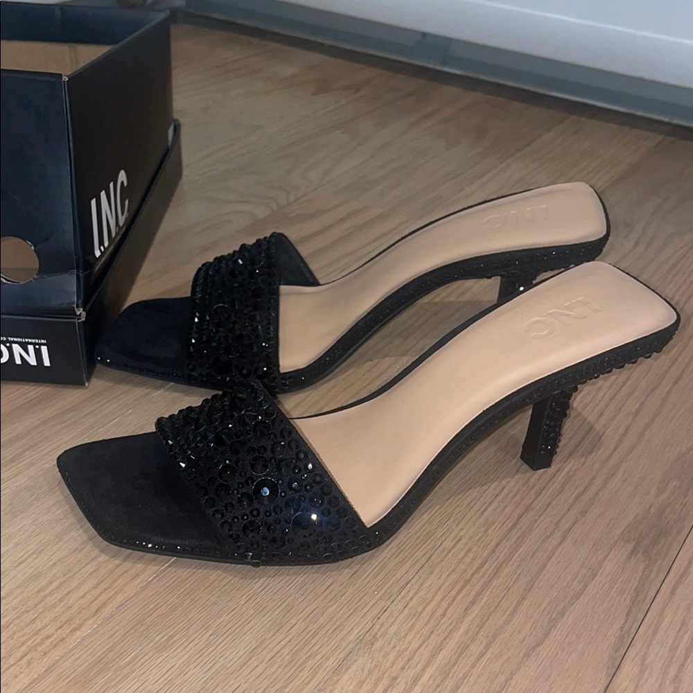 INC International Concepts Women's Black Heeled Sandals